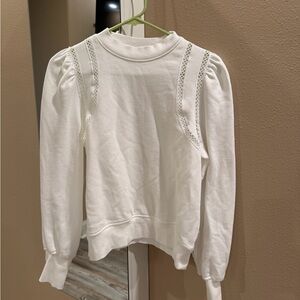 Chic White Women's Sweatshirt with Lace Detail
